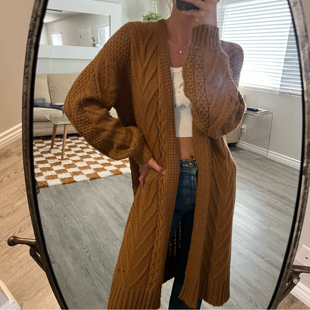 Carmel Brown Cable Knit Sweater